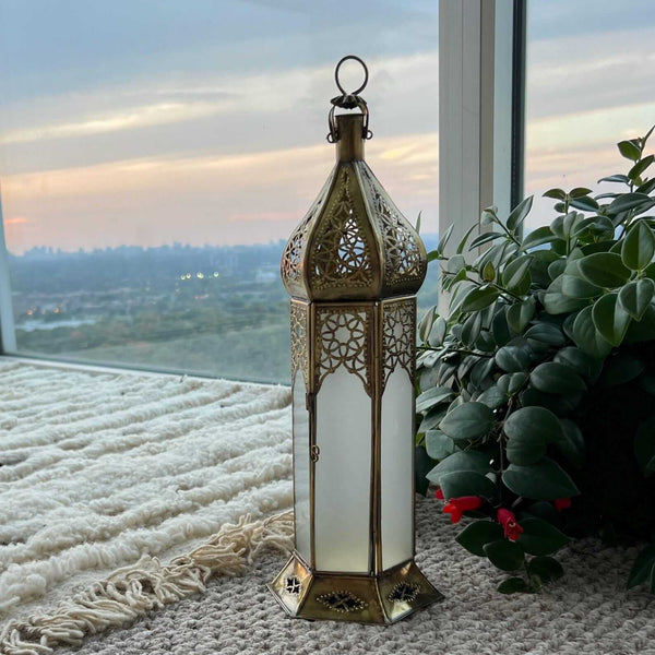 Elegant Moroccan Hanging Lantern - Brass Candle Holder (CL 1009)